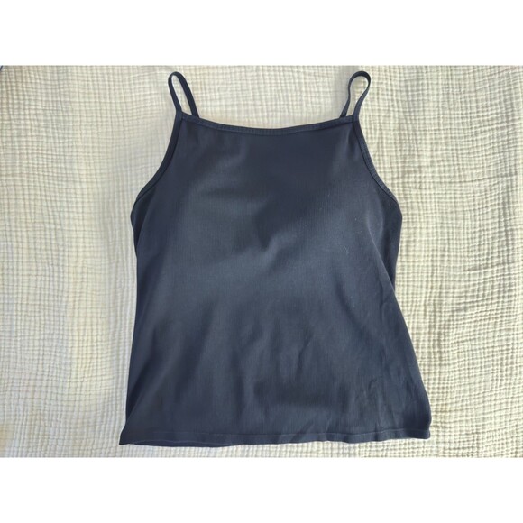 Uniqlo Tops - UNIQLO Airism Black Ribbed Tank with Built-in Shelf Bra Womens Size XL